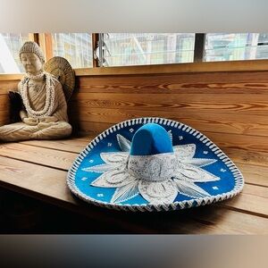 ✨ Hand-Embellished Blue Velvet Statement Sombrero